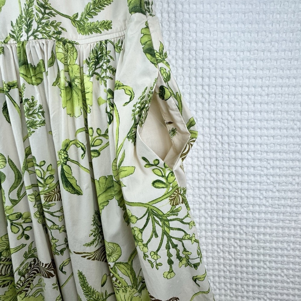 TALBOTS Modern Poplin Smocked Midi Dress size 4 Branching Floral EUC  P252036174 - Picture 8 of 16
